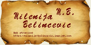 Milenija Belinčević vizit kartica